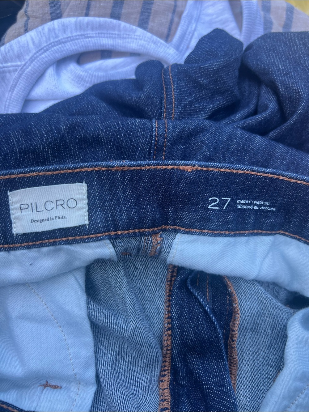 Pilcro Seamed Flounce High-Rise Wide-Leg Jeans Size 27 Anthropologie Dark Wash - Picture 7 of 7